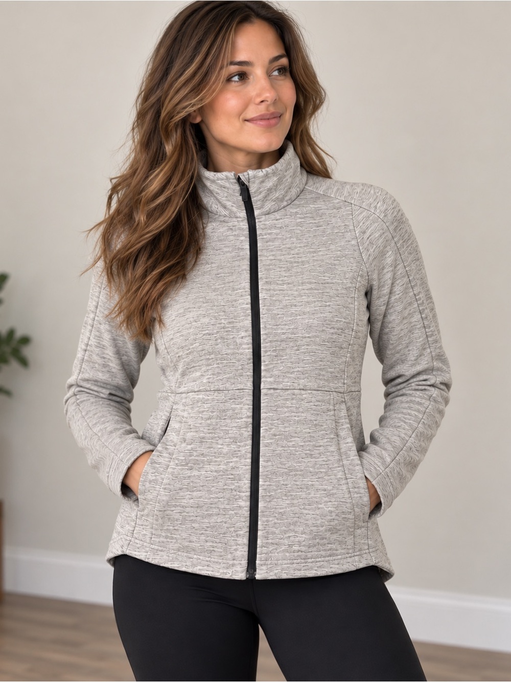 Lululemon Women’s Size 6 Heather Gray Full Zip Jacket High Collar